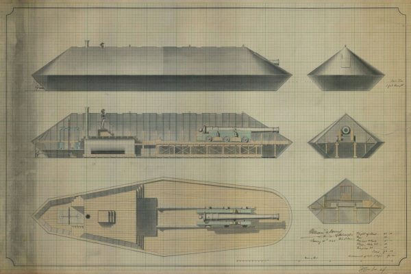 1848 Ironclad Warship Blueprint - Ship Blueprint, Ship Drawing, Battleship Blueprint, Old Ship Blueprint, Ship Poster, Warship Blueprint