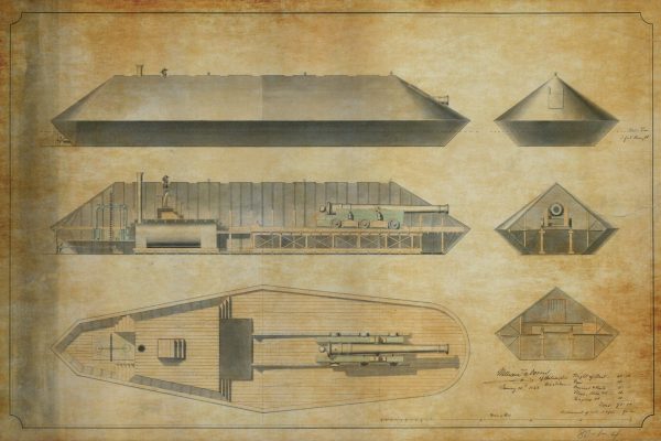 1848 Ironclad Warship Blueprint - Ship Blueprint, Ship Drawing, Battleship Blueprint, Old Ship Blueprint, Ship Poster, Warship Blueprint