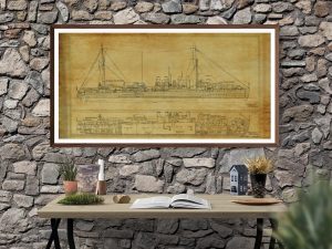 USS Israel Blueprint – Ship Blueprint, Ship Drawing, Boat Blueprint, Old Ship Blueprint, Ship Poster, Navy Destroyer Blueprint, Warship