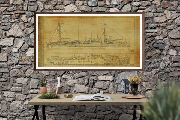 USS Israel Blueprint - Ship Blueprint, Ship Drawing, Boat Blueprint, Old Ship Blueprint, Ship Poster, Navy Destroyer Blueprint, Warship