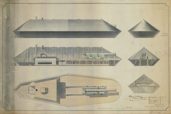 1848 Ironclad Warship Blueprint - Ship Blueprint, Ship Drawing, Battleship Blueprint, Old Ship Blueprint, Ship Poster, Warship Blueprint