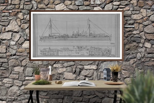 USS Israel Blueprint - Ship Blueprint, Ship Drawing, Boat Blueprint, Old Ship Blueprint, Ship Poster, Navy Destroyer Blueprint, Warship