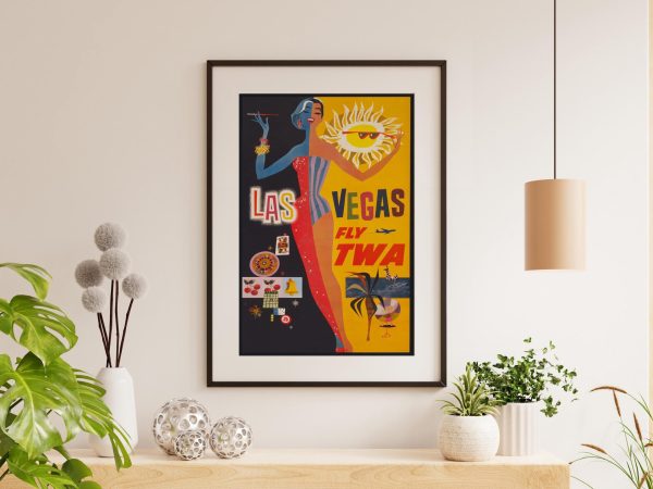 Las Vegas Airline Poster - Retro Airline Art, Vintage Las Vegas Travel, 1960s Poster, Classic Airline Advertisement, Mid-Century Decor