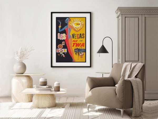 Las Vegas Airline Poster - Retro Airline Art, Vintage Las Vegas Travel, 1960s Poster, Classic Airline Advertisement, Mid-Century Decor