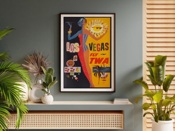 Las Vegas Airline Poster - Retro Airline Art, Vintage Las Vegas Travel, 1960s Poster, Classic Airline Advertisement, Mid-Century Decor