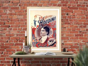 1838 Houdini King of Card Magician Poster – Magic Poster, Magician Art, Illusionist Poster, Magic Show Poster, Illusion, Vaudeville Poster