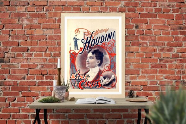 1838 Houdini King of Card Magician Poster - Magic Poster, Magician Art, Illusionist Poster, Magic Show Poster, Illusion, Vaudeville Poster