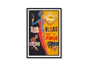 Las Vegas Airline Poster – Retro Airline Art, Vintage Las Vegas Travel, 1960s Poster, Classic Airline Advertisement, Mid-Century Decor