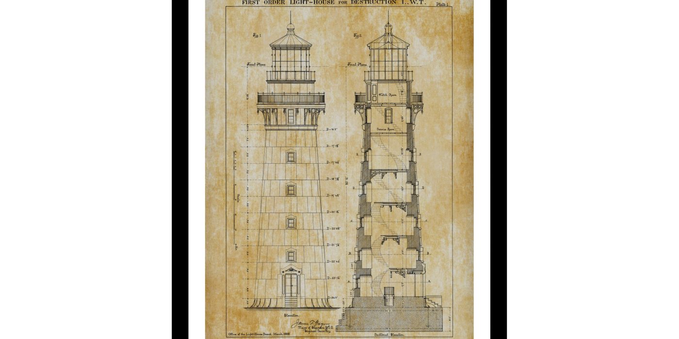 Blueprint of Destruction Island Lighthouse