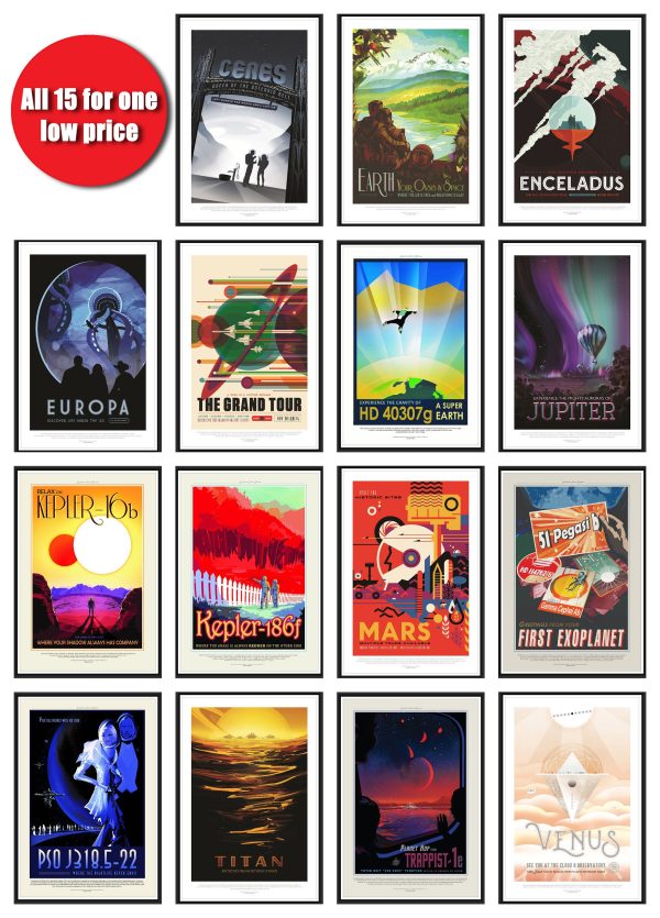 Set of 15 NASA Space Travel Poster - Space Poster, NASA Poster, JPL Poster, Space Exploration Poster, Planet Exploration Poster, Astronaut