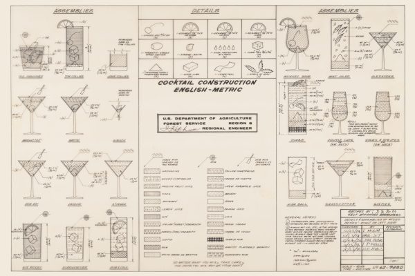 Cocktail Mixed Drinks Construction Chart - Cocktail Blueprint, Mixed Drink Blueprint, Bar Decor, Kitchen Decor, Restaurant Decor, Wall Decor