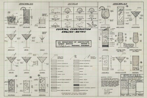 Cocktail Mixed Drinks Construction Chart - Cocktail Blueprint, Mixed Drink Blueprint, Bar Decor, Kitchen Decor, Restaurant Decor, Wall Decor