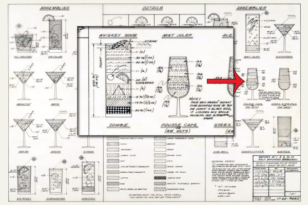 Cocktail Mixed Drinks Construction Chart - Cocktail Blueprint, Mixed Drink Blueprint, Bar Decor, Kitchen Decor, Restaurant Decor, Wall Decor