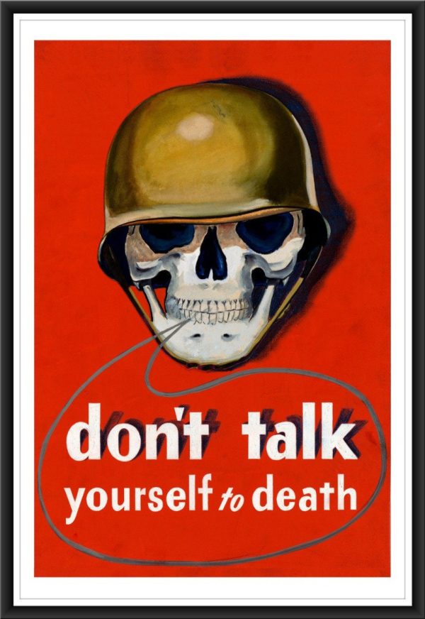 World War II Don't Talk Poster Red - War Poster, Skull Poster, World War 2 Print, World War 2 Poster, Military Poster, War Propaganda Poster