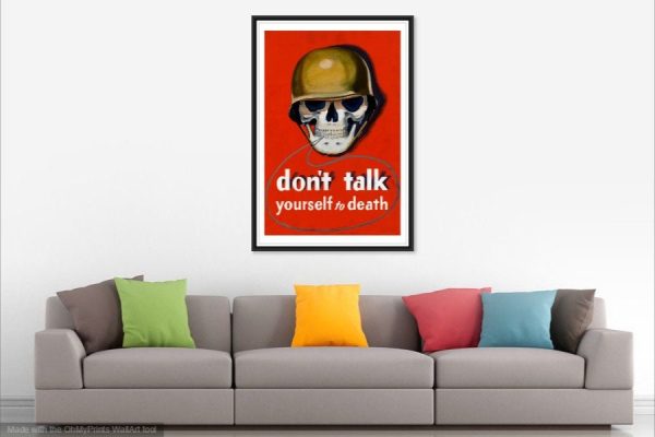 World War II Don't Talk Poster Red - War Poster, Skull Poster, World War 2 Print, World War 2 Poster, Military Poster, War Propaganda Poster