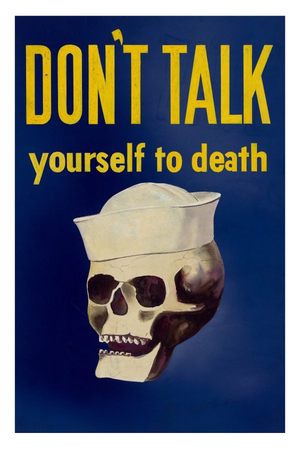 World War II Don't Talk Navy Poster Blue - Skull Poster, World War 2 Print, World War II Poster, Navy War Poster, War Propaganda Poster