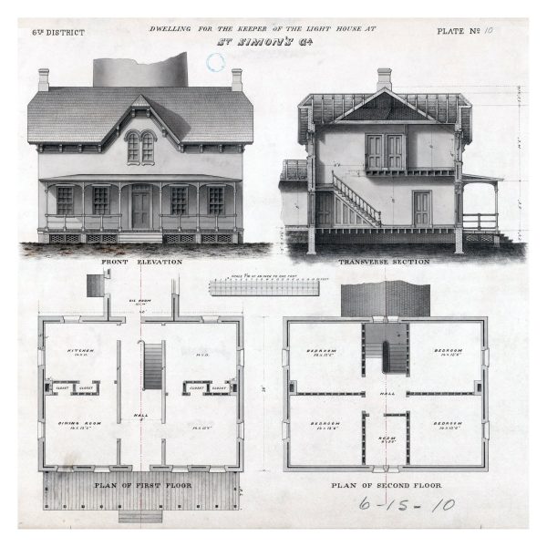 St. Simons Lighthouse Blueprint - Georgia Lighthouse, Lighthouse Print, Maritime Poster, Beach House Decor, Lighthouse Poster, Light House