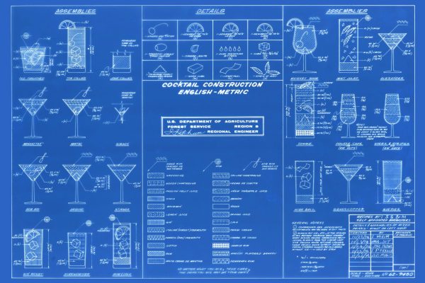 Cocktail Mixed Drinks Construction Chart - Cocktail Blueprint, Mixed Drink Blueprint, Bar Decor, Kitchen Decor, Restaurant Decor, Wall Decor