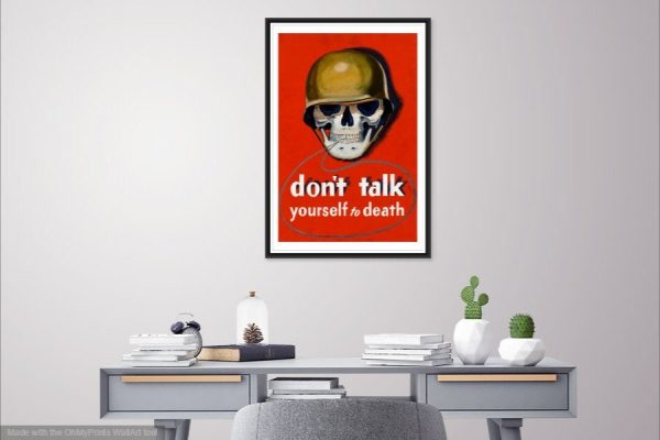 World War II Don't Talk Poster Red - War Poster, Skull Poster, World War 2 Print, World War 2 Poster, Military Poster, War Propaganda Poster