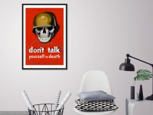 World War II Don’t Talk Poster Red – War Poster, Skull Poster, World War 2 Print, World War 2 Poster, Military Poster, War Propaganda Poster