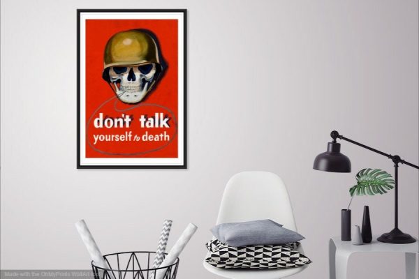 World War II Don't Talk Poster Red - War Poster, Skull Poster, World War 2 Print, World War 2 Poster, Military Poster, War Propaganda Poster