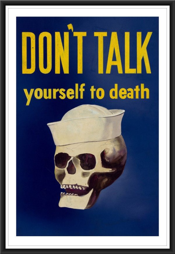 World War II Don't Talk Navy Poster Blue - Skull Poster, World War 2 Print, World War II Poster, Navy War Poster, War Propaganda Poster