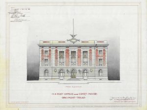 Beaumont Texas Courthouse & Post Office Blueprint Drawing 1875 – Courthouse Poster Print, Courthouse Drawing, Law Firm Decor, Court Drawing