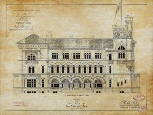 San Antonio Texas Courthouse & Post Office Elevation Drawing – Courthouse Poster Print, Courthouse Drawing, Law Firm Decor, Court Drawing