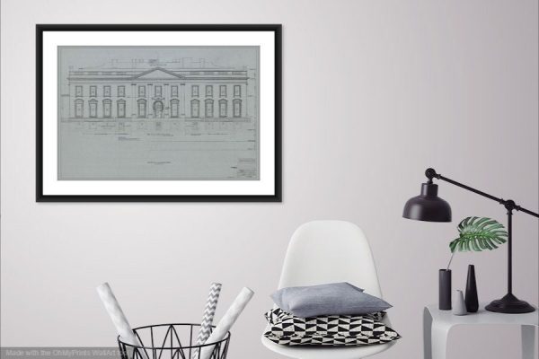 1950 White House Blueprint Drawing, Executive Mansion Blueprint, White House Drawing, President Art, Home Decor, Wall Decor, Blueprint Decor