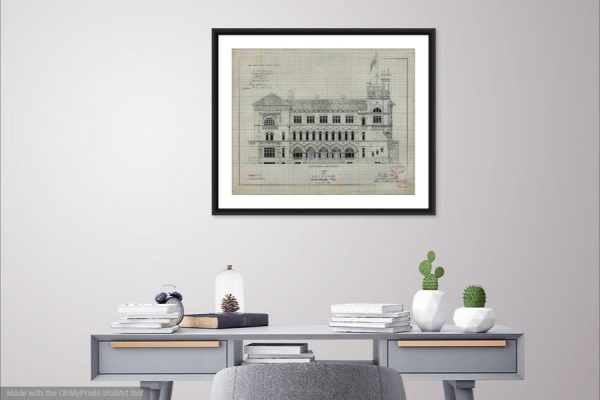 San Antonio Texas Courthouse & Post Office Elevation Drawing - Courthouse Poster Print, Courthouse Drawing, Law Firm Decor, Court Drawing