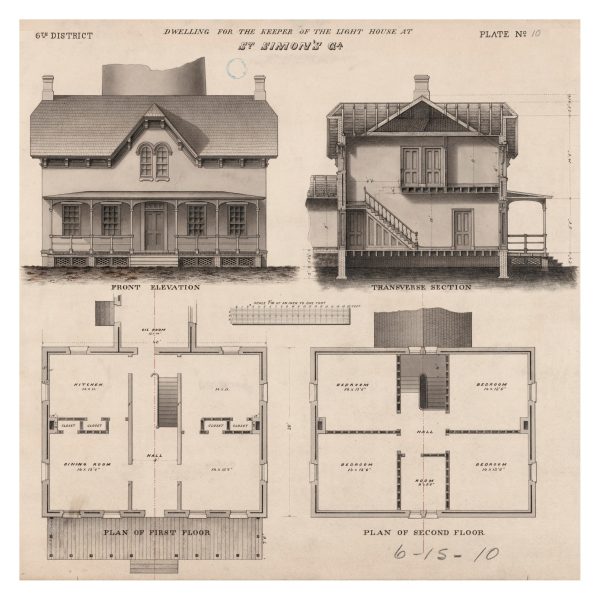 St. Simons Lighthouse Blueprint - Georgia Lighthouse, Lighthouse Print, Maritime Poster, Beach House Decor, Lighthouse Poster, Light House