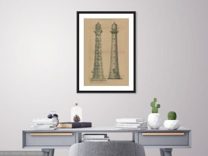 Cape Canaveral Lighthouse Blueprint – Florida Lighthouse, Lighthouse Print, Maritime Poster, Beach House Decor, Lighthouse Poster