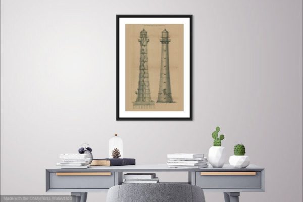 Cape Canaveral Lighthouse Blueprint - Florida Lighthouse, Lighthouse Print, Maritime Poster, Beach House Decor, Lighthouse Poster