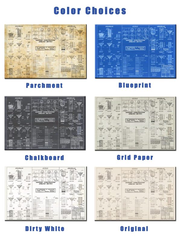 Cocktail Mixed Drinks Construction Chart - Cocktail Blueprint, Mixed Drink Blueprint, Bar Decor, Kitchen Decor, Restaurant Decor, Wall Decor