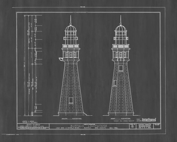 Buffalo Lighthouse Blueprint - Lake Erie Lighthouse, Lighthouse Print, Maritime Poster, Beach House Decor, Lighthouse Poster