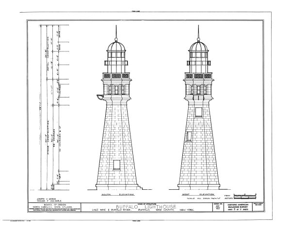 Buffalo Lighthouse Blueprint - Lake Erie Lighthouse, Lighthouse Print, Maritime Poster, Beach House Decor, Lighthouse Poster