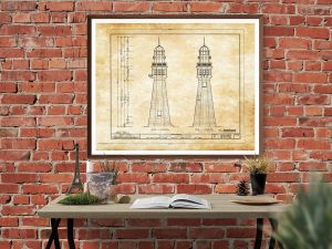 Buffalo Lighthouse Blueprint – Lake Erie Lighthouse, Lighthouse Print, Maritime Poster, Beach House Decor, Lighthouse Poster