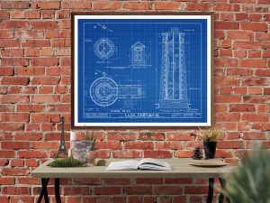 Erie Land Lighthouse Blueprint – Erie Land Light, Nautical Poster, Beach House Decor, Lighthouse Poster Print, Old Presque Isle Lighthouse