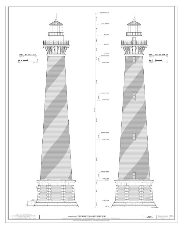 Cape Hatteras Lighthouse Blueprint - Nautical Poster, Beach House Decor, Lighthouse Poster Print, North Carolina Lighthouse, Hatteras Island