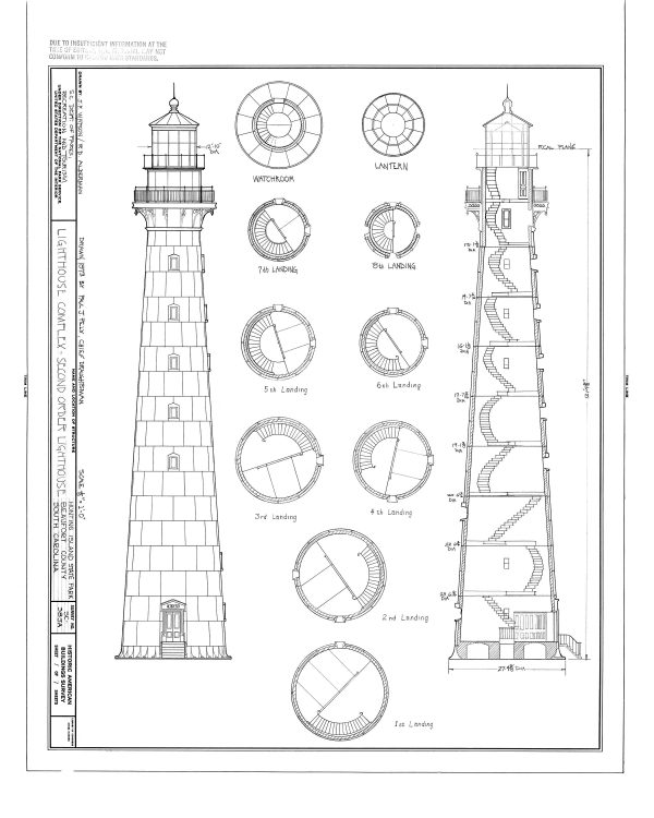 Hunting Island Lighthouse Blueprint - South Carolina Lighthouse, Nautical Poster, Beach House Decor, Lighthouse Poster Print