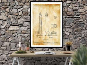 Pensacola Light Lighthouse Blueprint – Lighthouse Print, Maritime Poster, Beach House Decor, Lighthouse Poster, Pensacola Bay Lighthouse