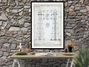 Marblehead Lighthouse Blueprint – Lighthouse Print, Nautical Poster, Beach House Decor, Lighthouse Poster, Massachusetts Lighthouse