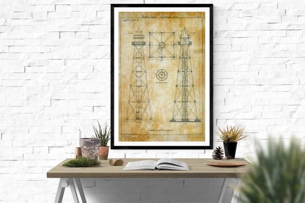 Marblehead Lighthouse Blueprint - Lighthouse Print, Nautical Poster, Beach House Decor, Lighthouse Poster, Massachusetts Lighthouse