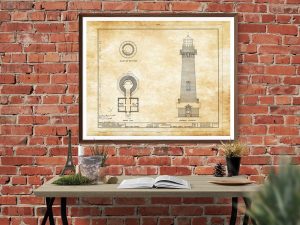 Pigeon Point Lighthouse Blueprint – Lighthouse Print, Nautical Poster, Beach House Decor, Lighthouse Poster, Pigeon Point Light Station