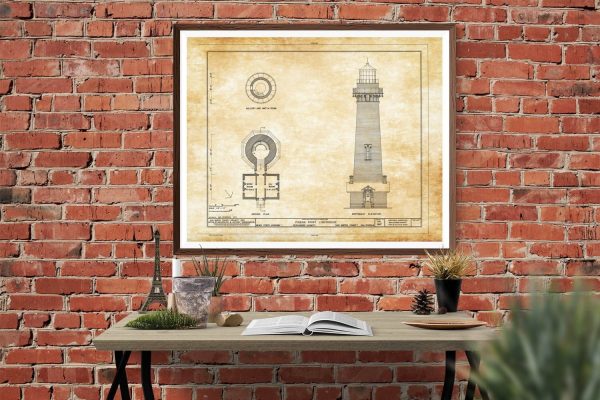 Pigeon Point Lighthouse Blueprint - Lighthouse Print, Nautical Poster, Beach House Decor, Lighthouse Poster, Pigeon Point Light Station