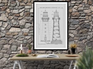 Destruction Island Lighthouse Blueprint – Lighthouse Print, Nautical Poster, Beach House Decor, Lighthouse Poster, Washington Lighthouses