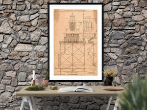 Galveston Jetty Lighthouse Blueprint – Texas Lighthouse, Lighthouse Print, Maritime Poster, Beach House Decor, Lighthouse Poster