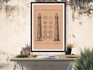 St. Augustine Lighthouse Blueprint – Florida Lighthouse, Lighthouse Print, Maritime Print, Beach House Decor, Lighthouse Poster, Nautical