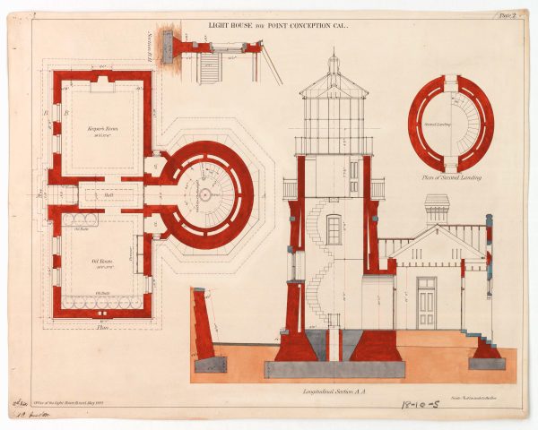 Point Conception Lighthouse Blueprint - California Lighthouse, Lighthouse Print, Maritime Poster, Beach House Decor, Lighthouse Poster