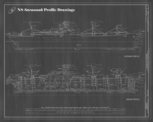 NS Savannah Ship Blueprint - Ship Blueprint, Ship Drawing, Boat Blueprint, Old Ship Blueprint, Ship Poster, Nuclear Ship Savannah